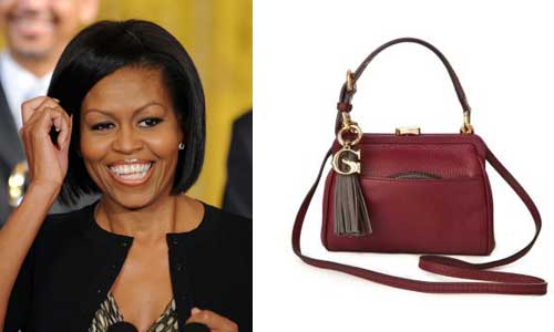 Michelle Obama e una delle due versioni Michelle Bag di Gucci